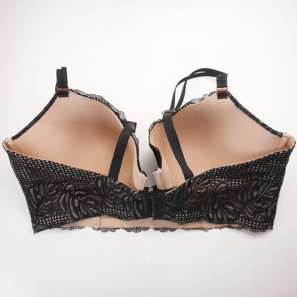 Aerie Bra sz 38DD Real Power Balconette Underwire Black Tan Lace Lightly Padded - Picture 2 of 14